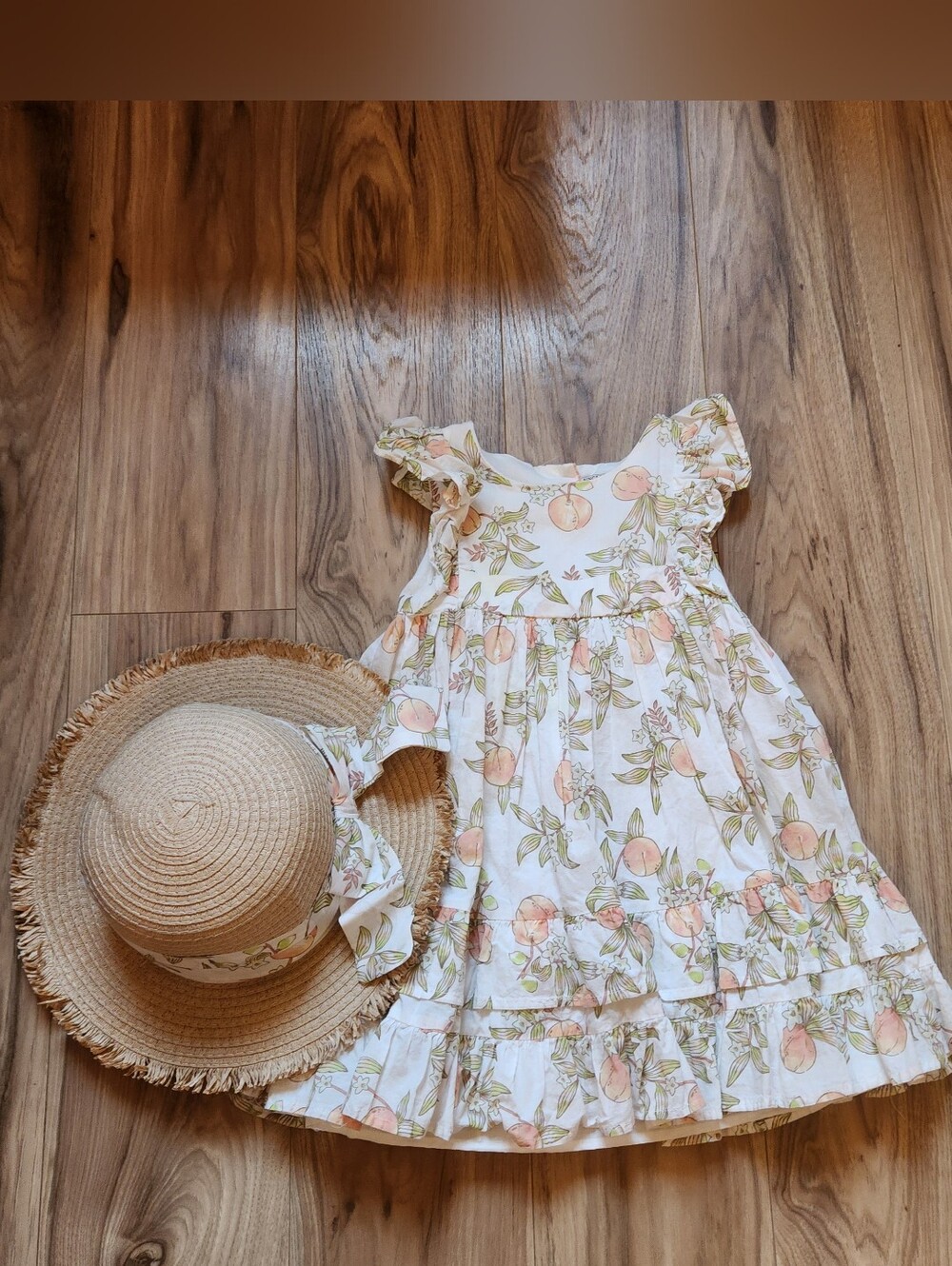Sincerely Jules Peach Print Sundress And Hat Set